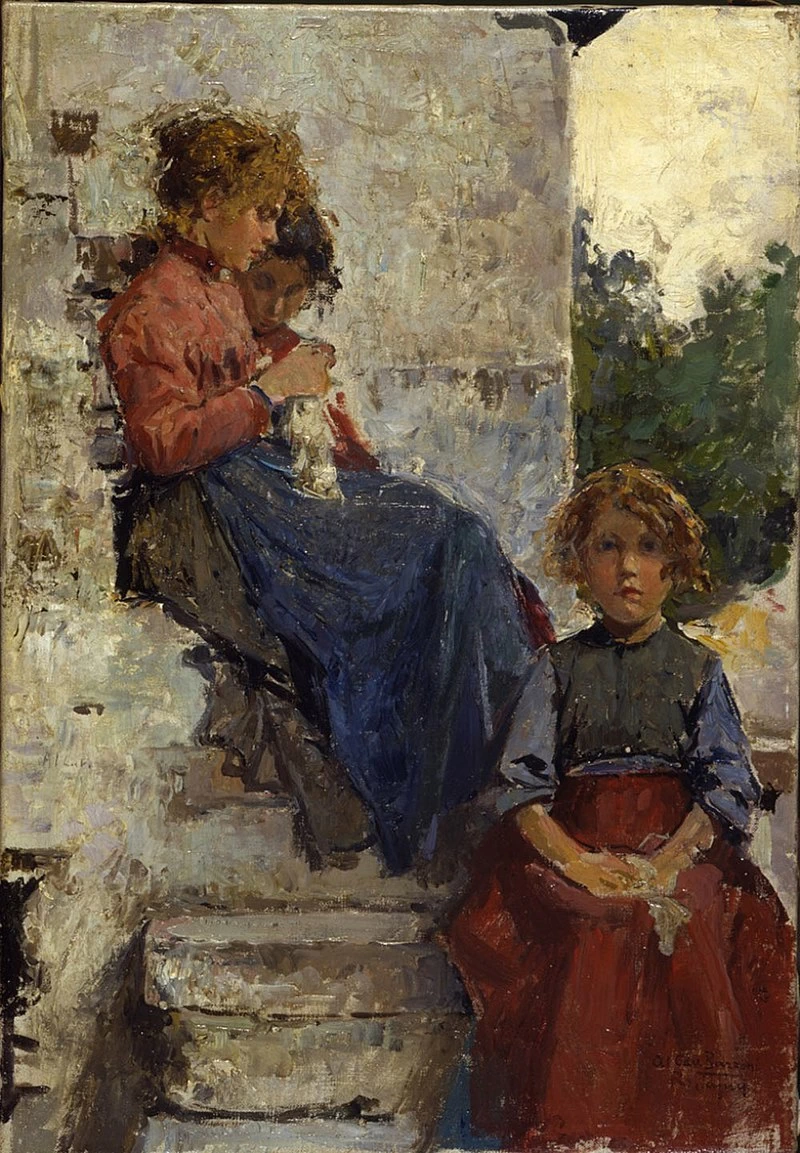 Tre ragazze che ricamano al sole, 1887